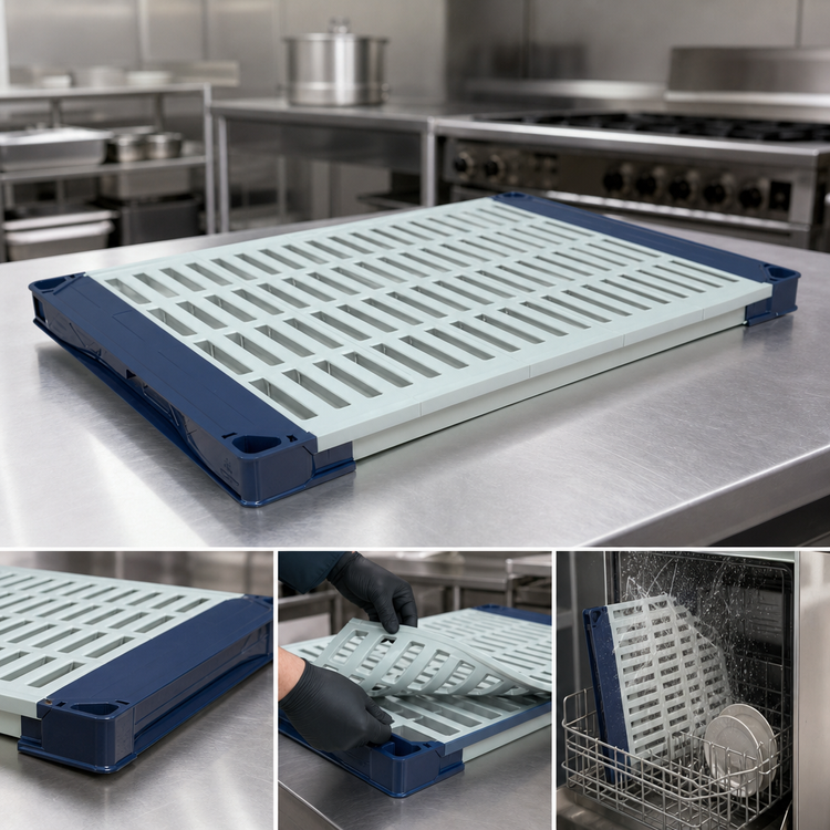 Product image #3 for MetroMax 4 All-Polymer Vented Shelf with Open Grid Mat, 60 W x 24 D Inches
