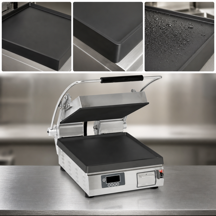 Product image #3 for Pro-Max 2.0 14.5-Inch Smooth Cast Iron Countertop Sandwich Grill with Electronic Controls and Timer