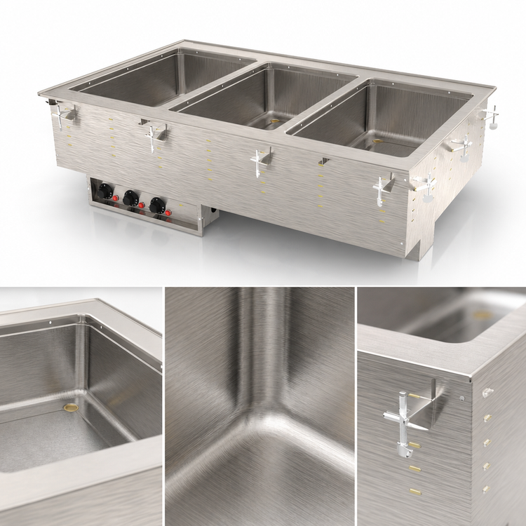 Product image #3 for Vollrath 3-Well Full-Size Electric Drop-In Hot Food Well Unit with Auto-Fill, Thermostatic Controls, and Marine-Grade Stainless Steel Wells
