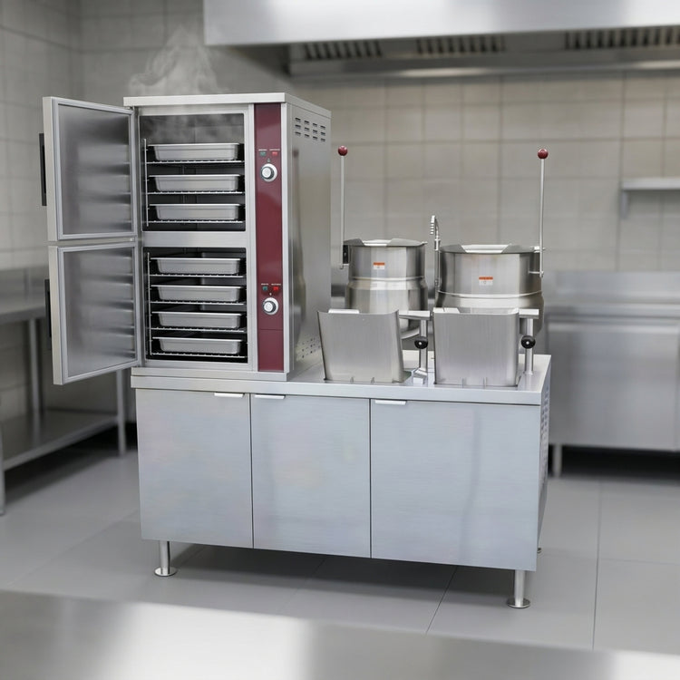 Product image #2 for Crown DCX-10-6-10 Two Compartment Convection Steamer and Kettle Combination