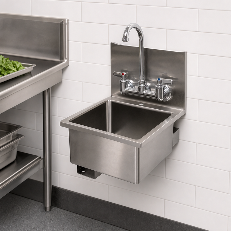 Product image #3 for John Boos Pro-Bowl Wall-Mount Stainless Steel Hand Sink, 16" x 16" Bowl, 10" Deep