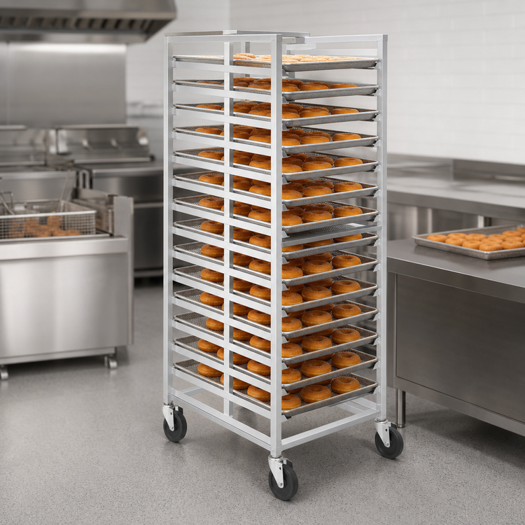 Product image #3 for Channel Aluminum Mobile Donut Screen Rack for 23" x 23" Screens, 18 Capacity
