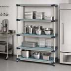 Thumbnail image #3 for Metro MetroMax 4 X346G4 Stationary Starter Polymer Shelving Unit, 4 Open-Grid Shelves, Blue, 42"W x 18"D x 63"H