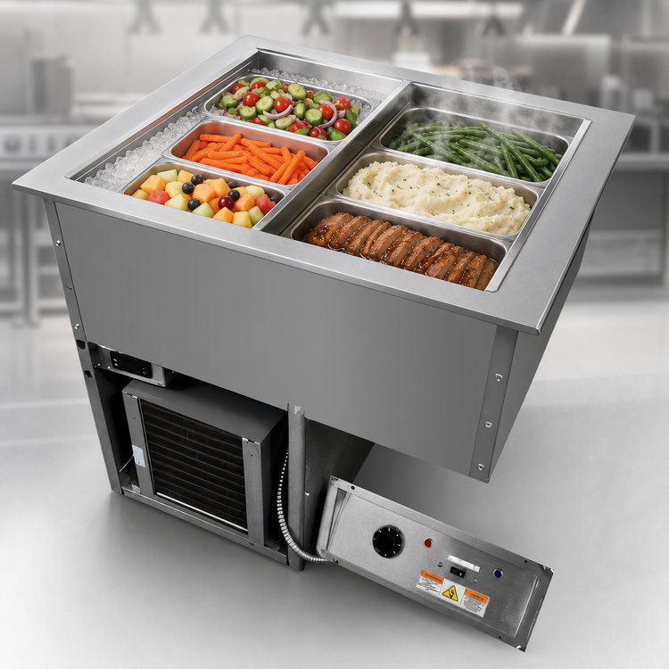 Product image #3 for Randell RCHB-3-208-AF Drop-In Electric Hot/Cold Combo Food Well, 3-Pan, 208V, Auto Water Fill