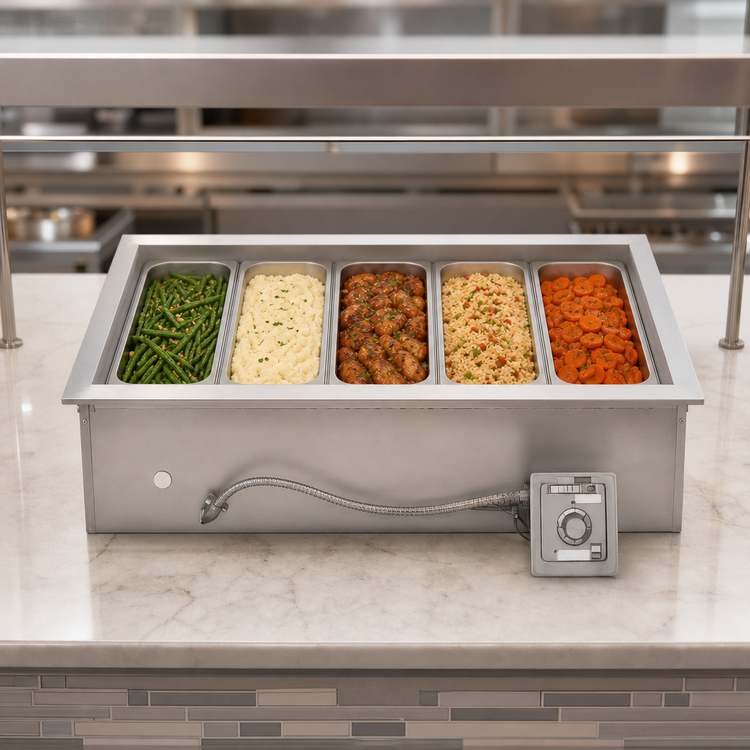 Product image #3 for Wells HT-500 Single-Opening Built-In Bain-Marie Style Electric Hot Well, 5 Full-Size Pan Capacity