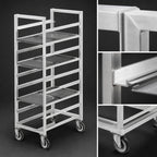 Thumbnail image #3 for Channel Manufacturing 446A6 Welded Aluminum Cafeteria Tray Rack, 28-Tray Capacity, End Load, 15 x 20-Inch Trays, 5-Inch Casters