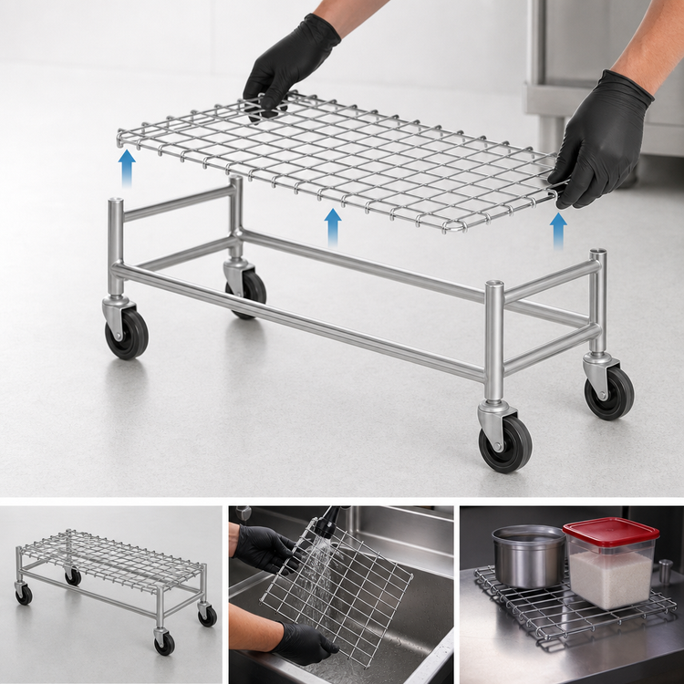 Product image #3 for Eagle Mobile Wire Dunnage Rack with 5-Inch Swivel Casters, 48 x 21 x 14 Inches, Chrome Finish, 800 lb. Capacity