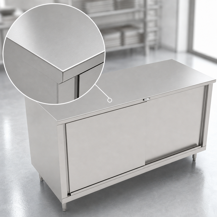 Product image #3 for John Boos 84 Inch x 36 Inch Stainless Steel Enclosed Work Table with Sliding Doors