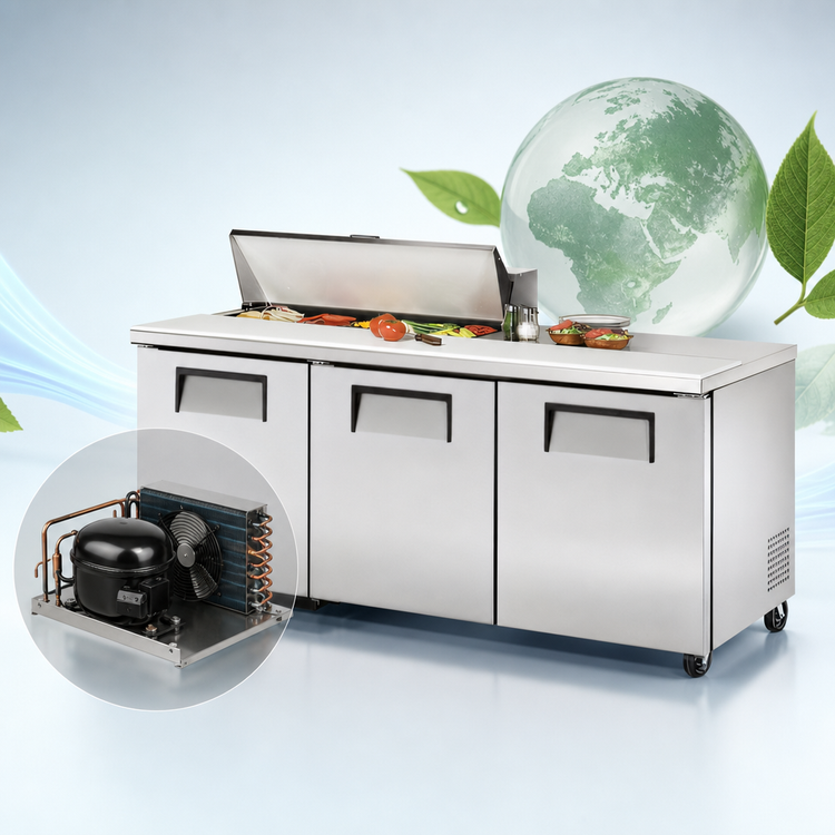 Product image #3 for True TSSU-72-10-HC 72-Inch Three-Door Sandwich/Salad Prep Table with 10-Pan Top and R290 Refrigeration