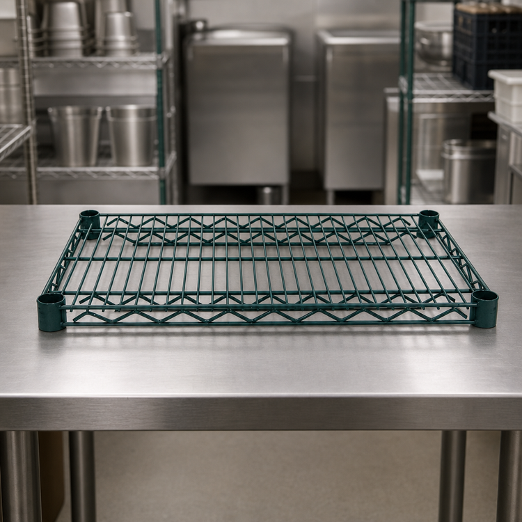 Product image #4 for Advance Tabco Special Value Heavy Duty Wire Shelf, 48 x 21 Inches, Green Epoxy Coated