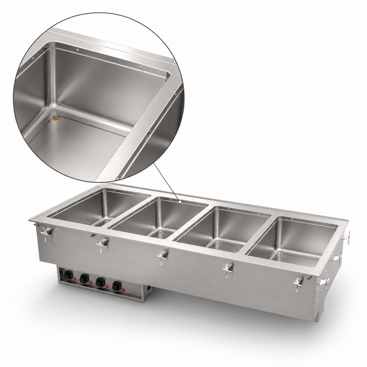 Product image #3 for Vollrath 4-Well Drop-In Electric Hot Food Well with Thermostatic Controls, 12 x 20-Inch Insulated Marine-Grade Wells, 208V