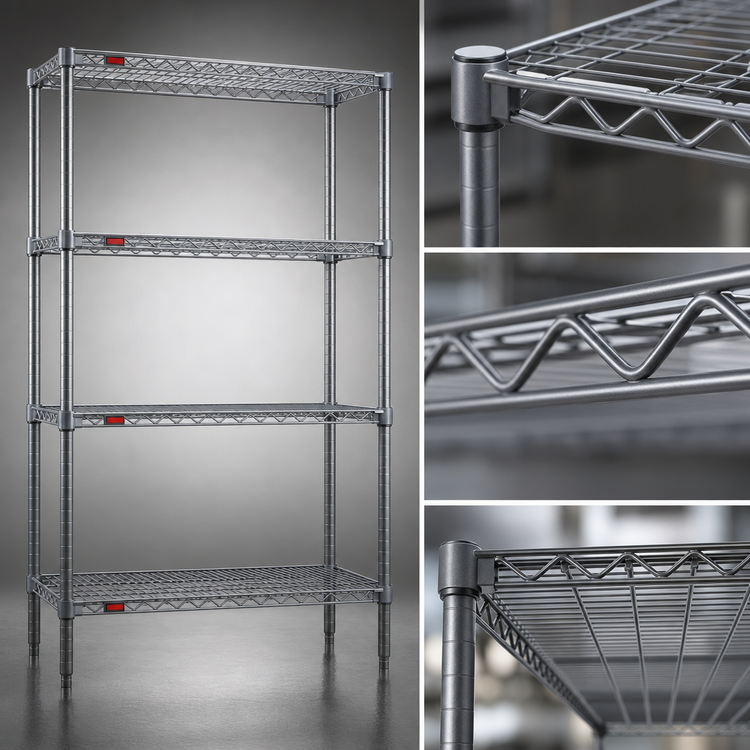 Product image #3 for Eagle Valu-Master 4-Tier Starter Wire Shelving Unit, 30 x 21 x 63 Inches, Pewter Gray Epoxy Finish