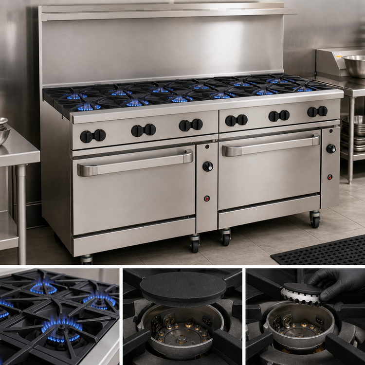 Product image #3 for Wolf Challenger XL 72-Inch Commercial Gas Range with 12 Open Burners and 2 Standard Ovens