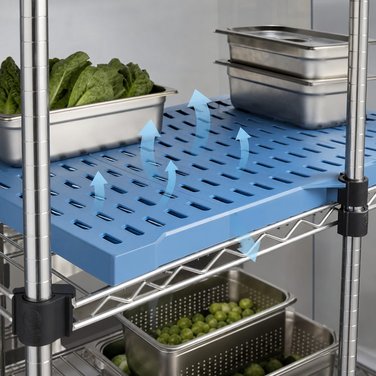 Product image #3 for QuadPlus 72-Inch x 18-Inch Louvered Blue Polymer Shelf Mat with QuadTruss Wire Frame
