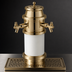 Thumbnail image #3 for Glastender Roman Draft Dispensing Tower with 2 Faucets, Polished Brass, Air Cooled, Countertop Mount