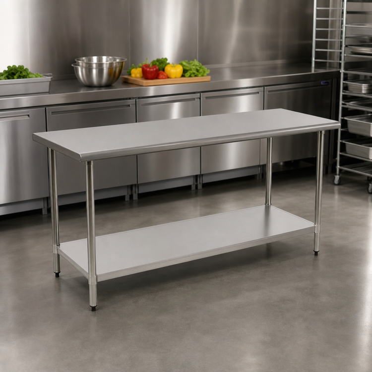 Product image #3 for Eagle Group BlendPort® Budget Series 60-Inch W x 24-Inch D Flat Top Stainless Steel Work Table with Adjustable Undershelf