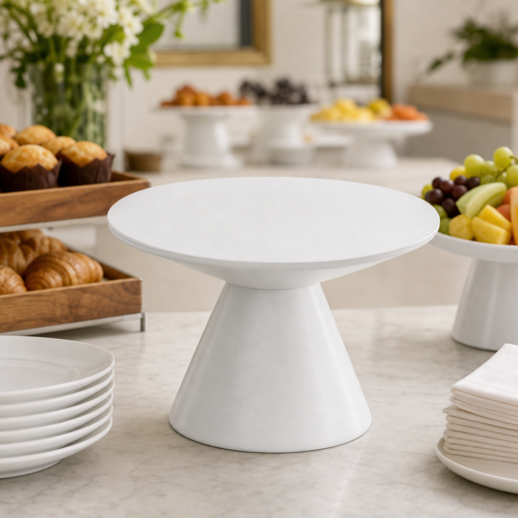Product image #4 for American Metalcraft Hampton Collection White Wood Round Buffet Pedestal