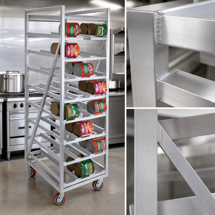 Product image #3 for Channel Manufacturing Heavy-Duty Full-Size Stationary Aluminum Can Rack, 162 #10 / 216 #5 Capacity