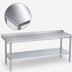 Thumbnail image #3 for Duke 48 Inch x 36 Inch 16 Gauge 400 Series Stainless Steel Work Table with 1-1/8 Inch Straight Riser and Galvanized Undershelf