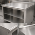 Thumbnail image #3 for Advance Tabco Open Front Cabinet Base Work Table with Mid-Shelf, 144 Inch x 30 Inch, 14 Gauge 304 Stainless Steel Top, 1-1/2 Inch Rear Up-Turn