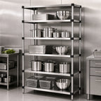 Thumbnail image #3 for Quantum WRS5-86-2448SS 5-Shelf Solid Stainless Steel Shelving Starter Kit, 48"W x 24"D x 86"H