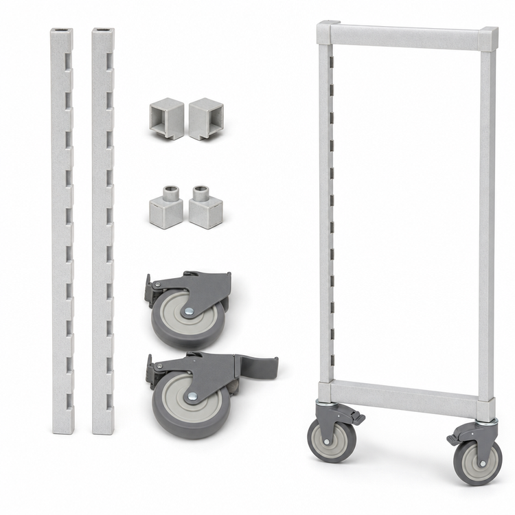 Product image #4 for Cambro Camshelving Premium Series Mobile Post Kit, 21-Inch Wide x 59-1/4-Inch High, Speckled Gray
