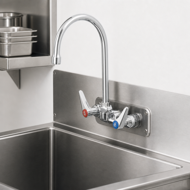 Product image #3 for T&S Brass Wall-Mount Workboard Faucet, 4-Inch Centers, 5-3/4-Inch Swivel Gooseneck, 1.5 GPM