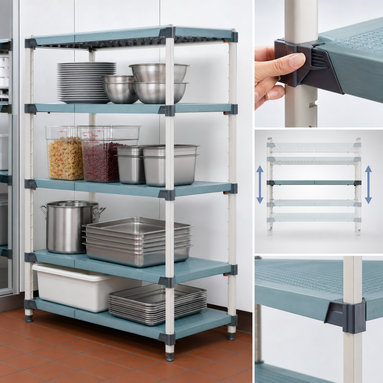 Product image #3 for MetroMax Q 4-Shelf Stationary Starter Polymer Shelving Unit, 42W x 18D x 63H