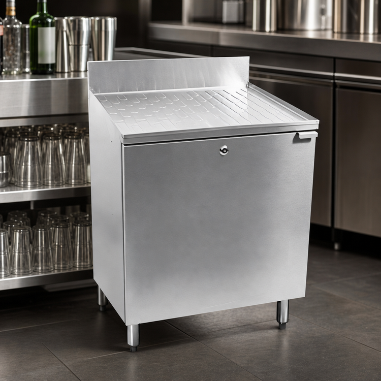 Product image #3 for CHOICE 18-Inch x 19-Inch Freestanding Underbar Drainboard Cabinet with Single Hinged Door, Stainless Steel
