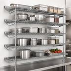 Thumbnail image #3 for Eagle Group QuadTruss S5-5B-SSW1830C 5-Tier Wall-Mounted Open Wire Shelf Kit, 30W x 18D, Chrome
