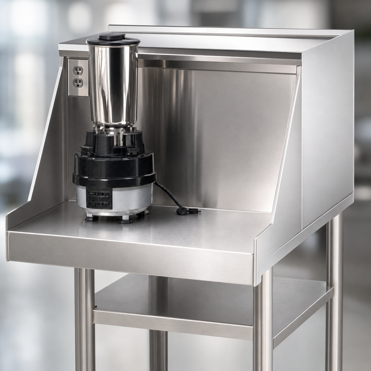 Product image #3 for Advance Tabco Prestige Signature Series 12-Inch Stainless Steel Blender Shelf with Duplex Outlet