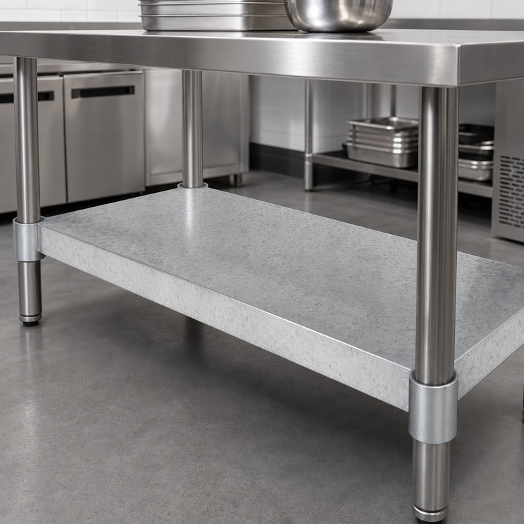 Product image #3 for BK Resources Galvanized Steel Undershelf for 48 x 36-Inch Work Tables
