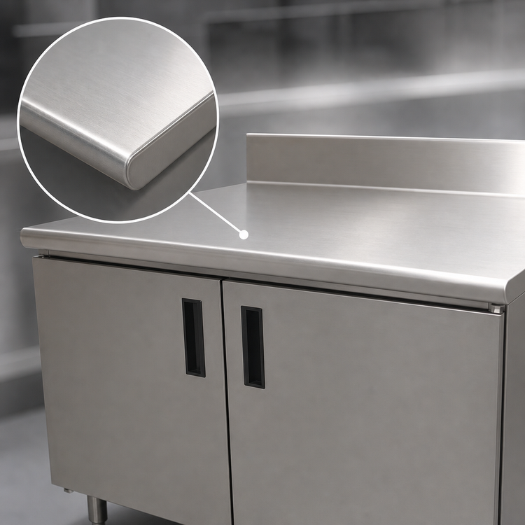 Product image #3 for Advance Tabco HK-SS-365 Enclosed Work Table with Hinged Door Cabinet Base, 60 x 36 Inches, 14-Gauge 304 Stainless Steel Top