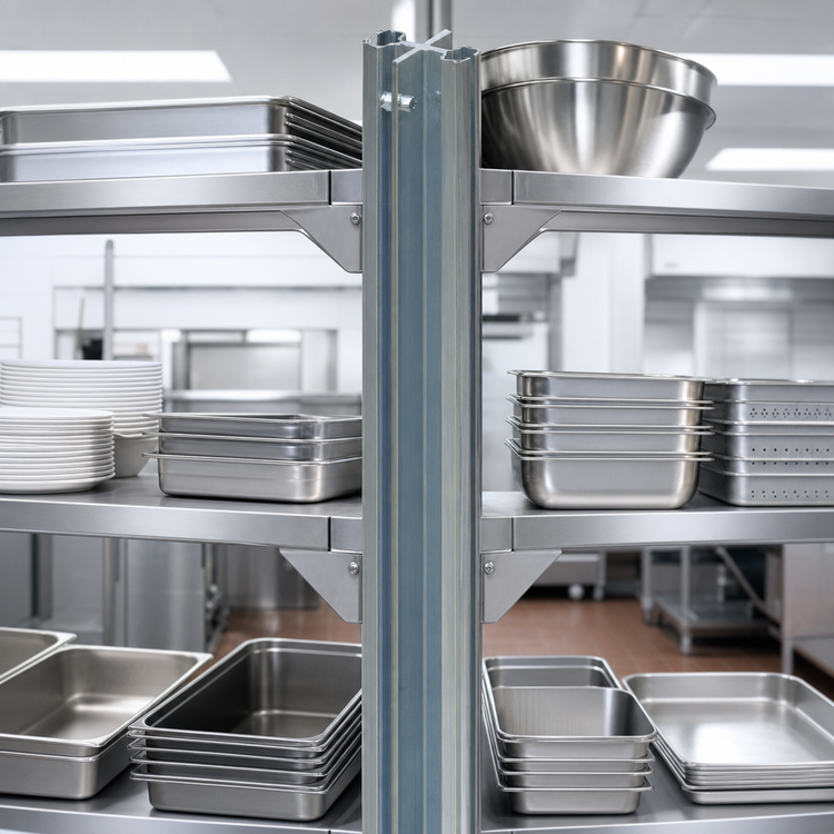 Product image #3 for Eagle Back-To-Back Aluminum Cantilevered Shelving Upright, 72 Inch, Floor-To-Ceiling Mount