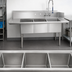 Thumbnail image #3 for BK Resources Left-Side Three-Compartment Soiled Dishtable Sink with Pre-Rinse, 72 Inch Wide