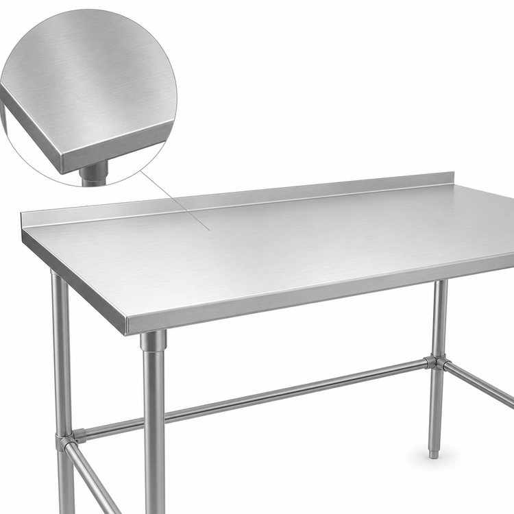 Product image #3 for John Boos Stallion 10-Foot x 3-Foot Stainless Steel Work Table with 1-1/2-Inch Backsplash and Safety Edge