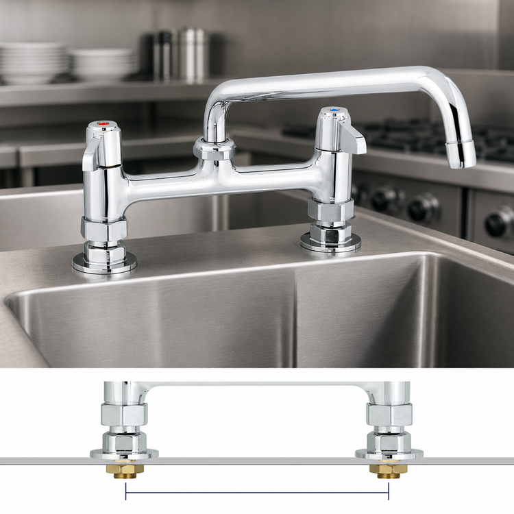 Product image #3 for equip Low-Lead 8-Inch Center Deck Mount Mixing Faucet with 12-Inch Swing Nozzle and Ceramic Cartridges