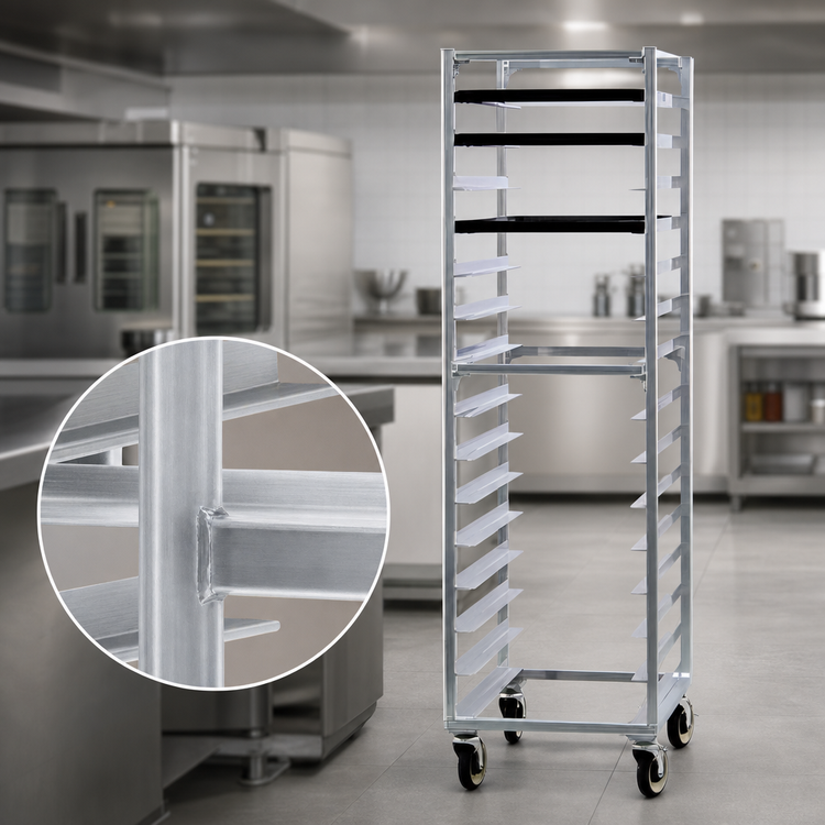 Product image #3 for New Age Mobile Full-Height End-Loading Aluminum Bun Pan Rack, 15-Pan Capacity