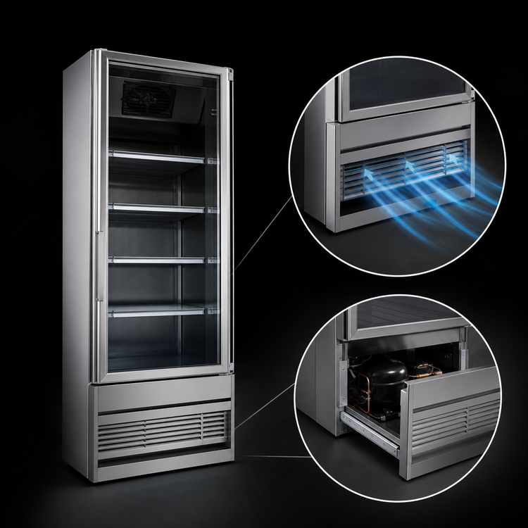 Product image #3 for Howard-McCray GR19BM-S One-Section Glass Door Merchandiser Refrigerator, 19 Cu. Ft., Bottom Mount, Stainless Steel