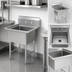 Thumbnail image #3 for Single-Compartment Stainless Steel Sink with No Drainboards, 20 x 20 x 12 Inch Bowl, 9 Inch Backsplash, and Stainless Steel Legs