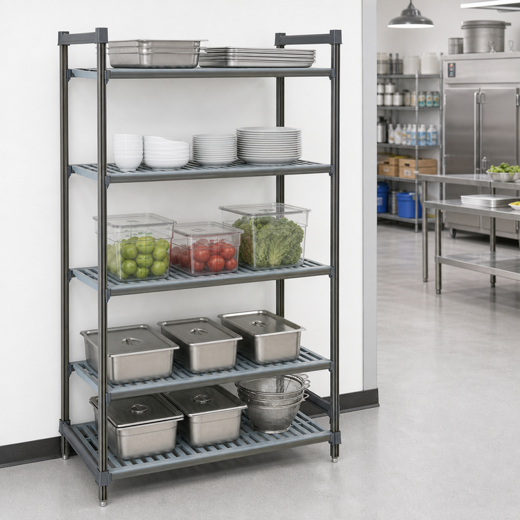 Product image #3 for Cambro Camshelving Basics Plus 21 x 42 x 84-Inch 5-Tier Vented Starter Shelving Unit