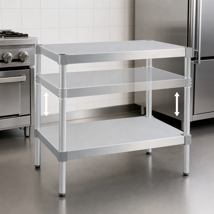 Product image #3 for New Age 42-Inch Wide Stationary Aluminum Equipment Stand with 2 Adjustable Solid Shelves
