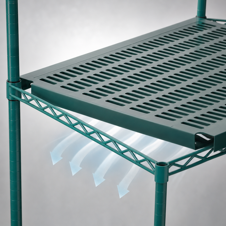 Product image #3 for QuadPlus Louvered Green Polymer Shelf Mat with MICROGARD Antimicrobial Protection, 48 x 24 Inches