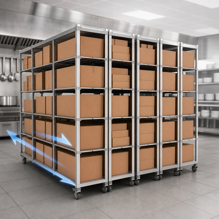 Product image #3 for Metro qwikTRAK Double Deep High-Density Track Shelving Stationary Intermediate Unit Kit, Stainless Steel, 74-Inch Posts