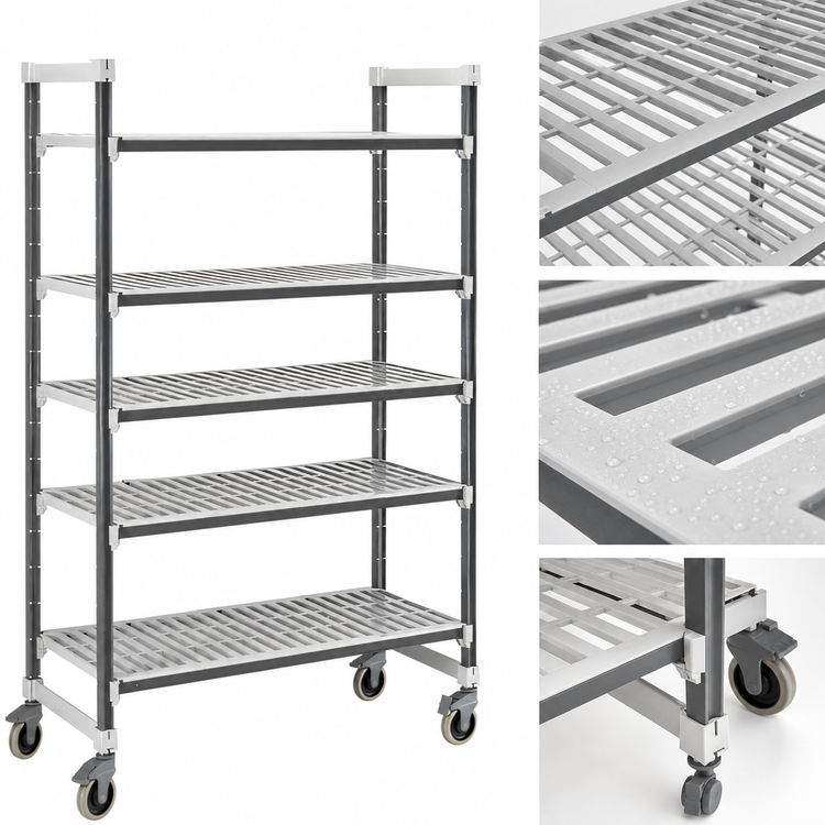 Product image #3 for Cambro Camshelving Elements XTRA 24"W x 36"L x 78-1/4"H 5-Tier Vented Mobile Starter Unit