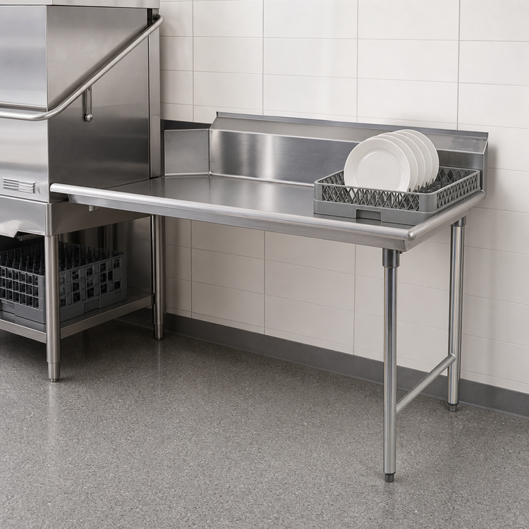 Product image #3 for BlendPort® 84-Inch Straight Clean Dishtable, Right-Hand, 16-Gauge 300 Series Stainless Steel, 10-Inch Backsplash
