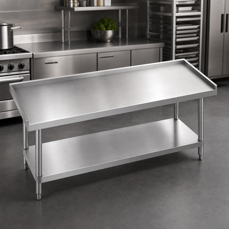 Product image #3 for Advance Tabco 72 Inch Stainless Steel Equipment Stand with 14 Gauge 304 Top and Adjustable Undershelf