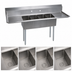 Thumbnail image #3 for BK Resources 4-Compartment Stainless Steel Sink with Left & Right Drainboards, 100-Inch Wide, 9-Inch Backsplash