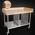 Thumbnail image #3 for John Boos 60-Inch x 30-Inch Bakery Prep Table with Northern Hard Rock Maple Top, Stainless Steel Undershelf, Bun Pan Rack and Locking Casters