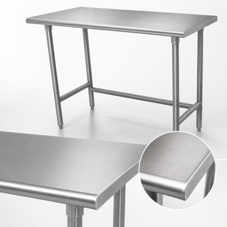 Product image #3 for Advance Tabco Premium Series Flat Top Stainless Steel Work Table, 30 x 24 Inches, Open Base, 14 Gauge 304 Top